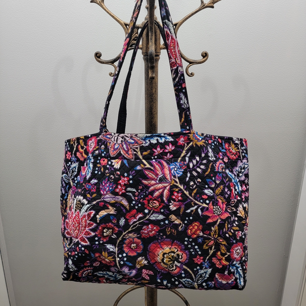 Vera Bradley Black Floral Quilted Tote - Picture 2 of 10